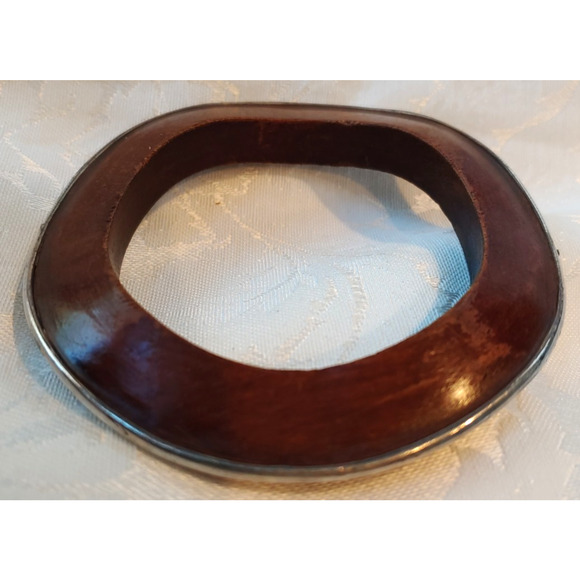 Silpada Rosewood Wavy Bangle Bracelet .925 Sterling Silver Edge Wood Jewelry - Picture 2 of 11